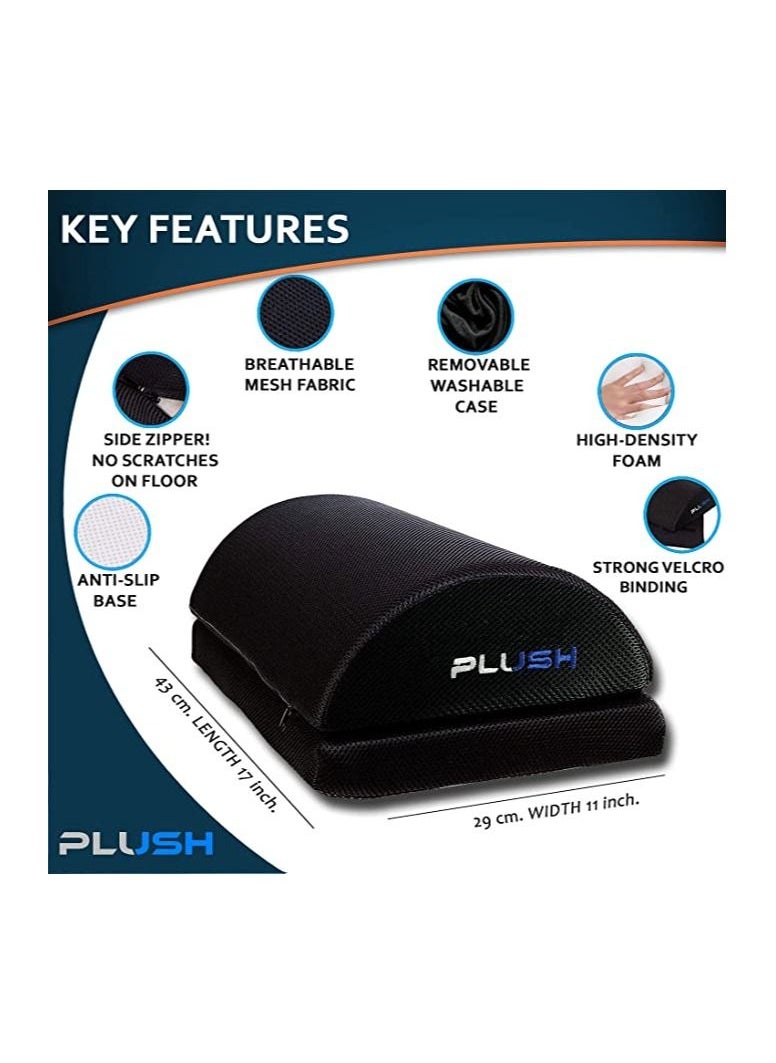 Plush - Plush Lumbar Support Pillow for Chair Ergonomic Memory Foam Cushion Reduces Back Pain &Ergonomic Footrest Cushion With Adjustable Heights Office Footrest Pillow Non-Slip Bottom Footstool Rocker - Image 1