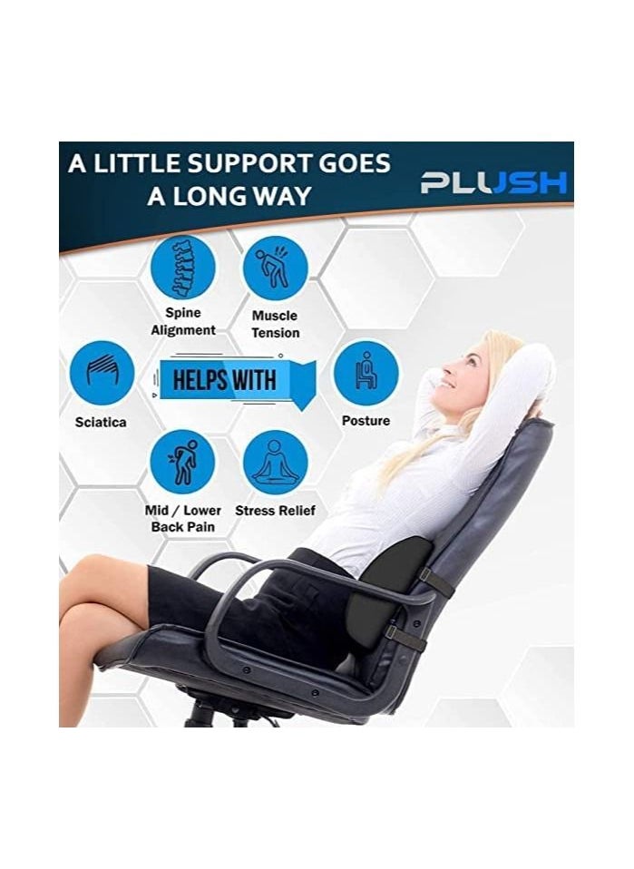 Plush - Plush Lumbar Support Pillow for Chair Ergonomic Memory Foam Cushion Reduces Back Pain &Ergonomic Footrest Cushion With Adjustable Heights Office Footrest Pillow Non-Slip Bottom Footstool Rocker - Image 1