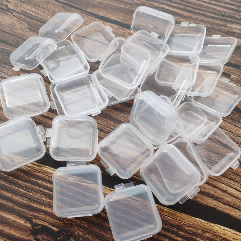 Honkenda 20 Pack Plastic Mini Clear Jewelry Box Organizer with Lid, Square Earplug Pill Storage Box Case for Small Items Bead Makeup Craft Project Containers - Image 5