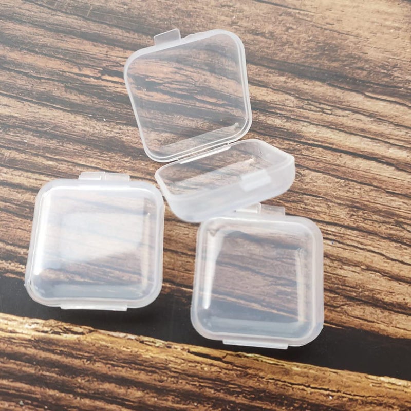 Honkenda 20 Pack Plastic Mini Clear Jewelry Box Organizer with Lid, Square Earplug Pill Storage Box Case for Small Items Bead Makeup Craft Project Containers - Image 4