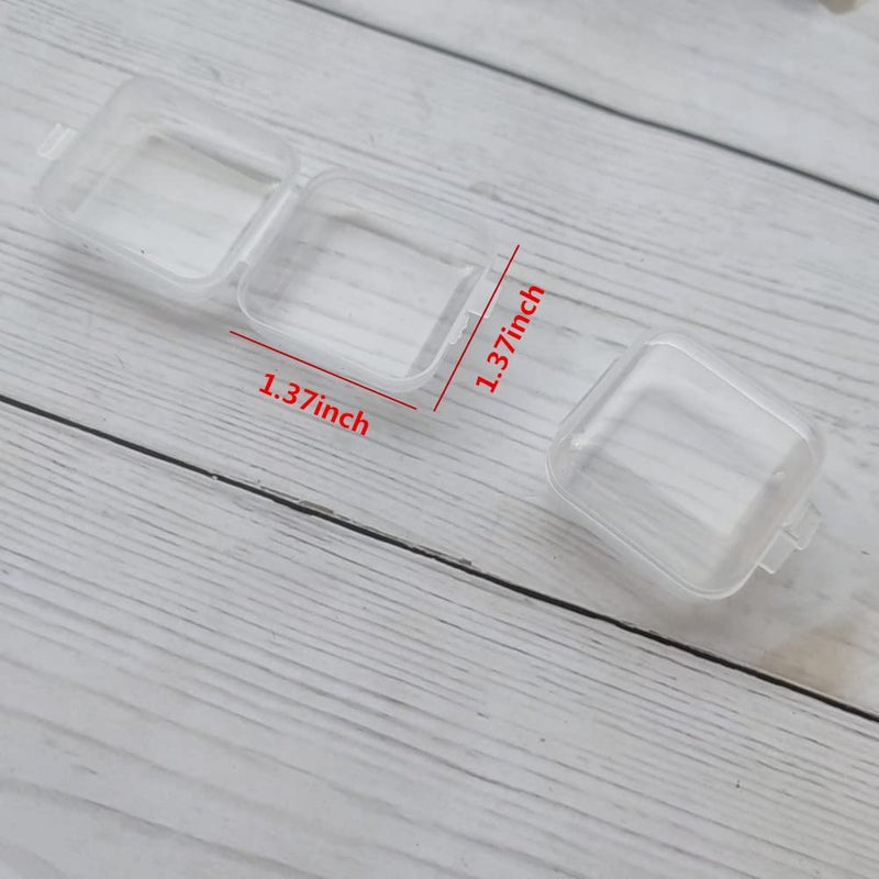 Honkenda 20 Pack Plastic Mini Clear Jewelry Box Organizer with Lid, Square Earplug Pill Storage Box Case for Small Items Bead Makeup Craft Project Containers - Image 2