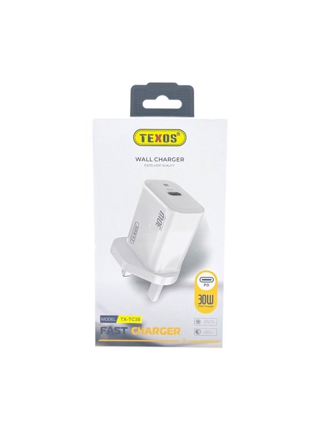 تيكسو Texos 30W USB-C PD Fast Wall Charger TX-TC35 - Image 1