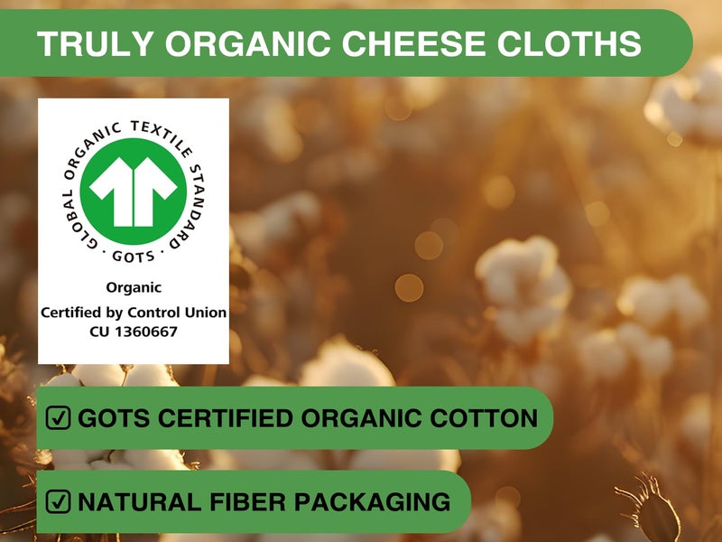 Olicity Organic Cheese Cloths, GOTS Certified, Grade 100, 18 Sq Feet,Reusable Cheese Cloth with Closed Edges Fabric Fine Mesh Cloth,Unbleached Cotton Muslin Cheesecloth for Straining, Juicing,Crafts - 2 Yards - Image 2