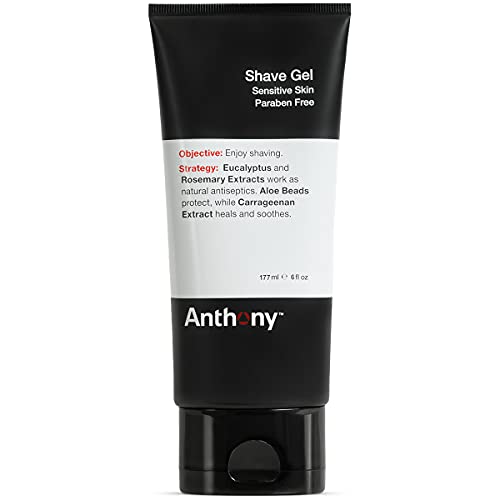 Anthony Shave Gel for Sensitive Skin â€“ Non-Foaming, Soothing Shaving Cream for Men and Women. With Aloe Vera Beads, Eucalyptus, Rosemary and Carrageenan Extract - 6 Fl Oz - Image 1