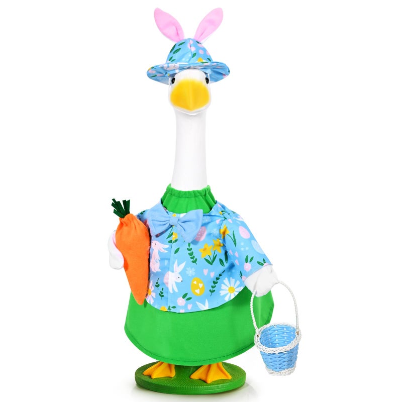 JcHrmers Easter Goose Outfit Bunny Porch Goose Outfit Lawn Porch Goose Clothes Fits 23" Cement Plastic Goose Statue for Easter Outdoor Garden Yard Patio Decoration - Image 1
