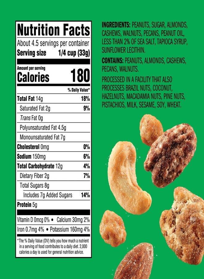 Emerald Nuts Salty Sweet Mixed Nuts (1-Pack), Features Kettle Glazed Peanuts, Almonds, Cashews, Kettle Glazed Walnuts, Kettle Glazed Pecans, 5.5oz Resealable Bag - Image 5