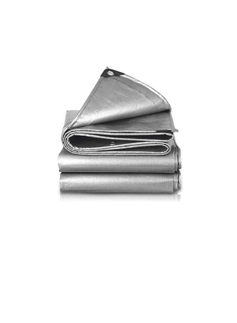 Waterproof Ground Cover Tent Shelter Dust-proof Rain Cover Tarpaulin Sheet (30 x 40, SILVER) - Image 3