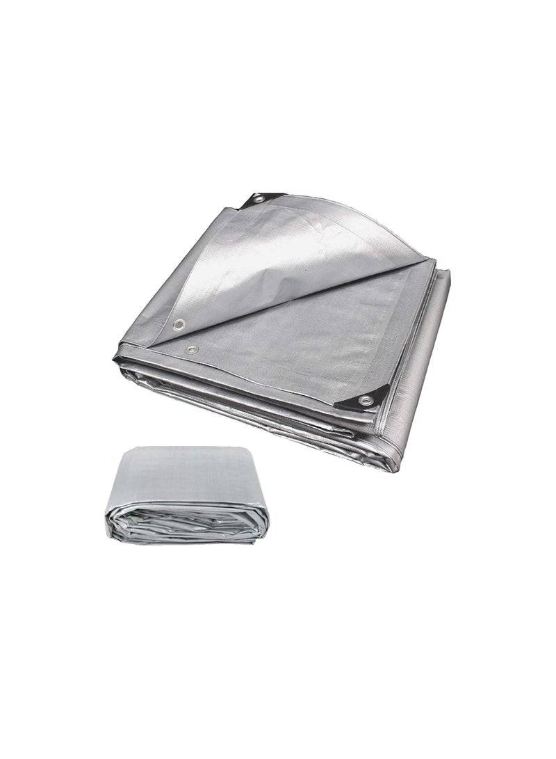 Waterproof Ground Cover Tent Shelter Dust-proof Rain Cover Tarpaulin Sheet (30 x 40, SILVER) - Image 1