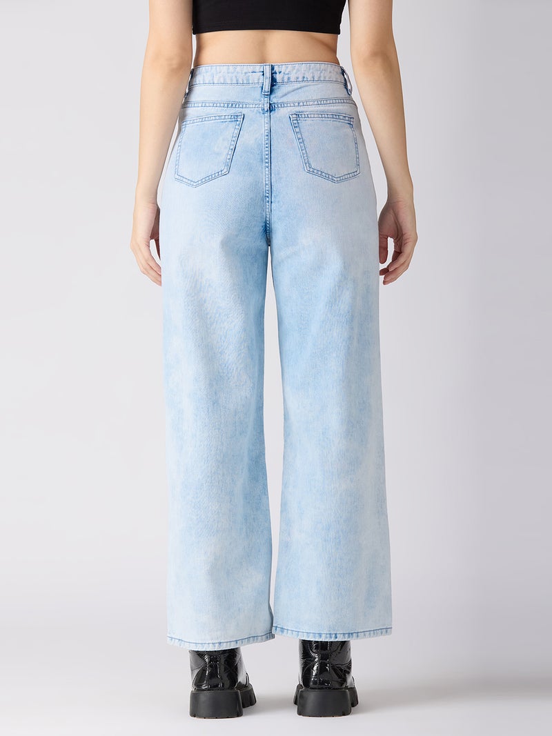 globus Globus Women Cotton Distress Mid-Rise Wide Leg Jeans  - Image 5