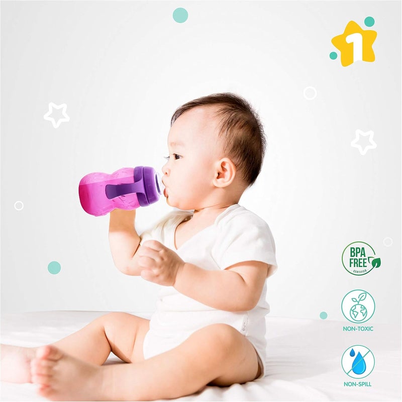 1st Step خطوة 1 250 مل زجاجة شرب بفتحة ناعمة خالية من BPA (وردي) - Image 3