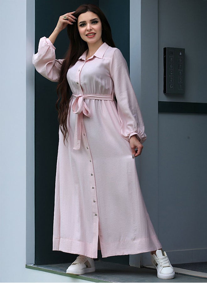 Ship Master Elegant Long Shirt Dress with Waist Belt – Modest & Casual Look  - Image 3
