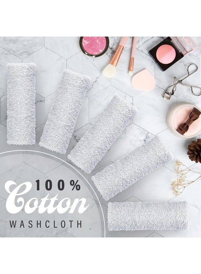DecorRack 10 Pack 100% Cotton Wash Cloth, Luxurious Soft, 12 x 12 inch Ultra Absorbent, Machine Washable Premium Quality Washcloths, White (10 Pack) - Image 3