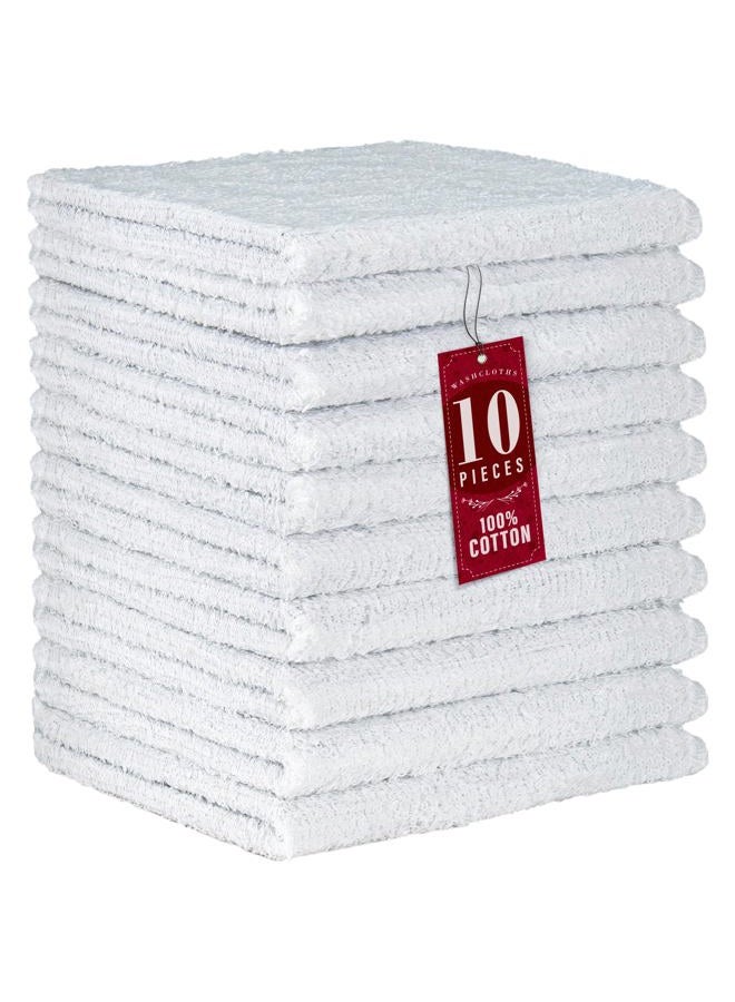 DecorRack 10 Pack 100% Cotton Wash Cloth, Luxurious Soft, 12 x 12 inch Ultra Absorbent, Machine Washable Premium Quality Washcloths, White (10 Pack) - Image 1