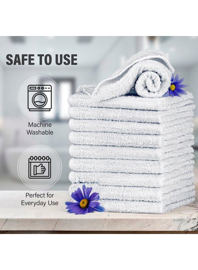 DecorRack 10 Pack 100% Cotton Wash Cloth, Luxurious Soft, 12 x 12 inch Ultra Absorbent, Machine Washable Premium Quality Washcloths, White (10 Pack) - Image 4