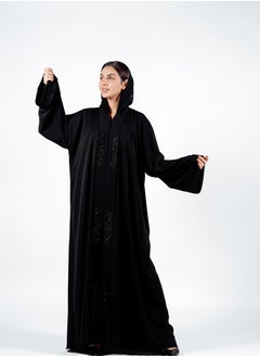 نور زارا عباية سوداء أنيقة مزينة بالخرز  - Image 3