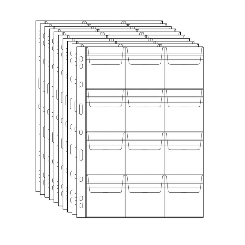OSOPOLA 120 Pockets Coin Binder Pages 244 inch Holders 10 pcs LooseLeaf Sheets AcidFree Collection Holders for Medallion Coin Stamp Currency Collecting Supplies 62x62 mm 244x244 inch CS03212 - Image 2
