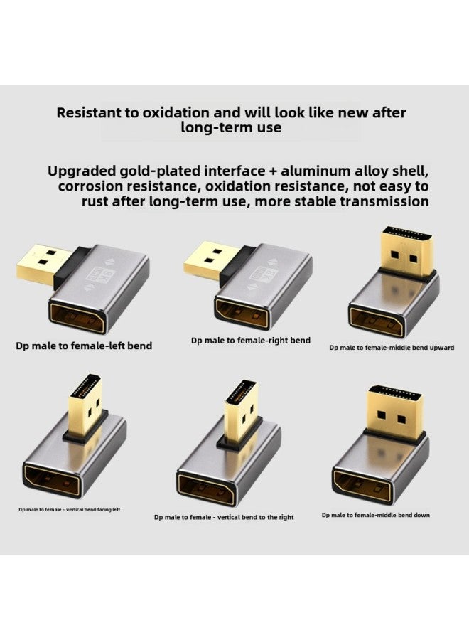 90 Degree Right Angle DP Adapter Cable Adapter Up Down Left Right Bend Standard DP To DP Conversion Head High Speed Data Transfer-Color:DP Male Turnkey Vertical Bend To The Left