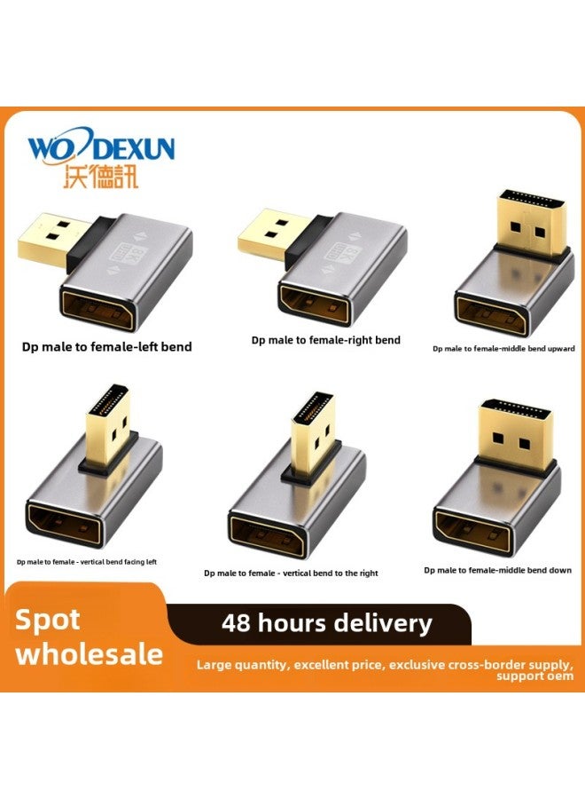 90 Degree Right Angle DP Adapter Cable Adapter Up Down Left Right Bend Standard DP To DP Conversion Head High Speed Data Transfer-Color:DP Male Turnkey Vertical Bend To The Left