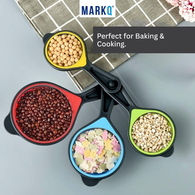 MARKQ Collapsible Silicone Measuring Cups Set – 4-Piece Portable Food-Grade Silicone Measuring Set for Liquid, Baking & Cooking | Foldable Kitchen Measurement Cups for Travel – Black - Image 3