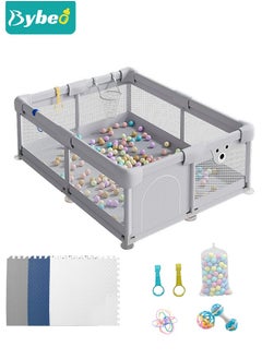 Baby Playpen Fence With Playmat, Infant Indoor And Outdoor Kids Activity Center With 50 Pieces Ocean Balls, 3 Toys, 120x150 cm - pzsku/ZA5FB63A06AF40234FBF2Z/45/_/1706692760/5b04bac5-2c38-4f73-95ab-39a26d902f7a