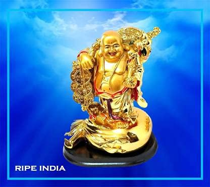 RIPE INDIA RIPE INDIA Feng Shui Laughing Buddha Coin Chain Big Size 19 Cm for Wealth for Money Success and Happpiness - Image 2