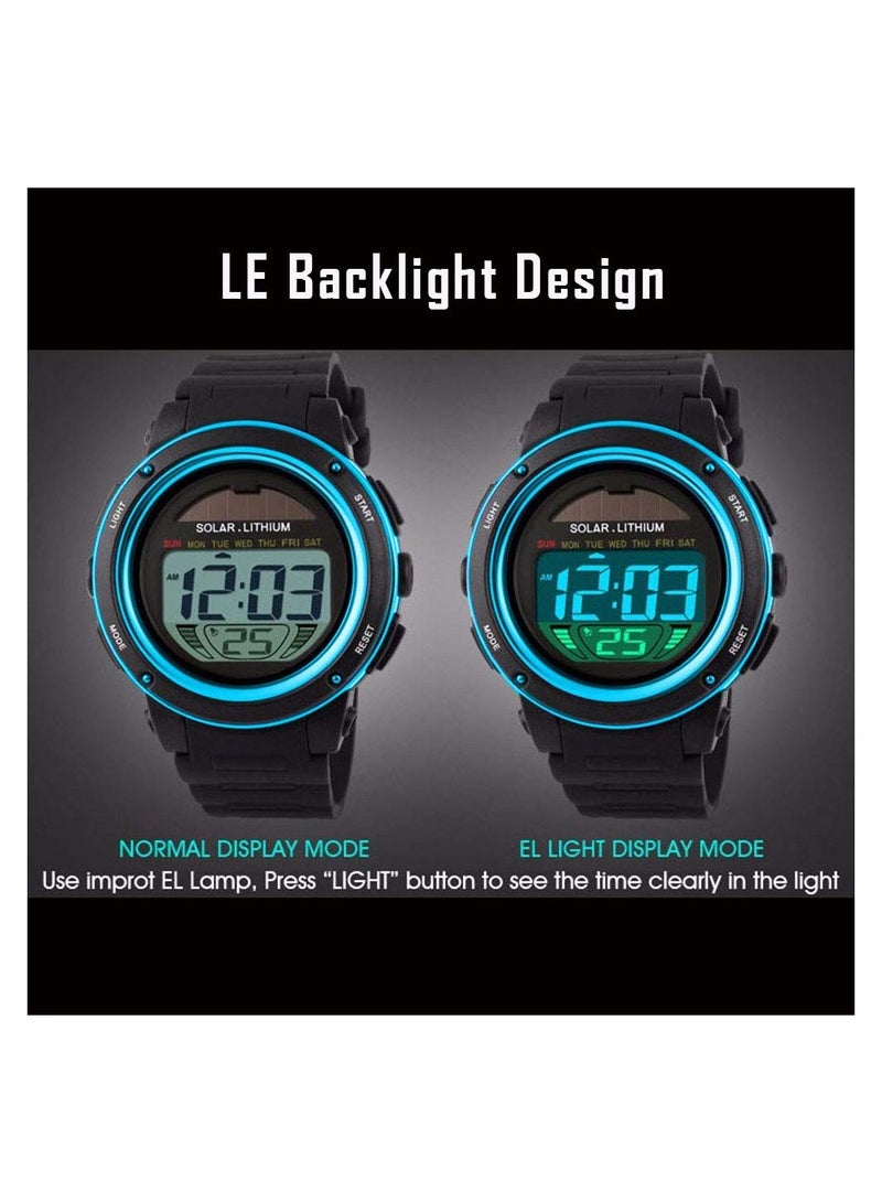 KASTWAVE Solar Energy Watch for Kids, 3-15 Year Old Boys,Digital Sport Outdoor Multifunctional Chronograph LED 50 M Waterproof Alarm Calendar Analog Watch for Children with Silicone Band for Boy Girl Children - Image 5