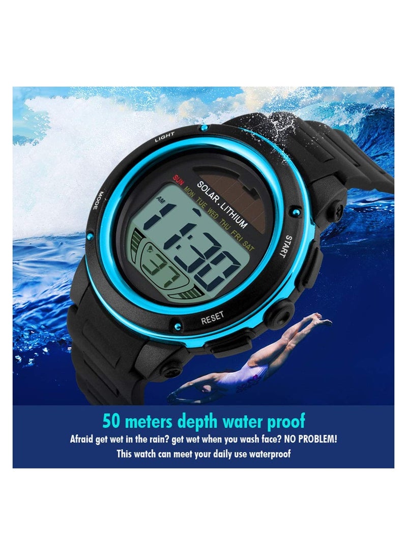 KASTWAVE Solar Energy Watch for Kids, 3-15 Year Old Boys,Digital Sport Outdoor Multifunctional Chronograph LED 50 M Waterproof Alarm Calendar Analog Watch for Children with Silicone Band for Boy Girl Children - Image 4