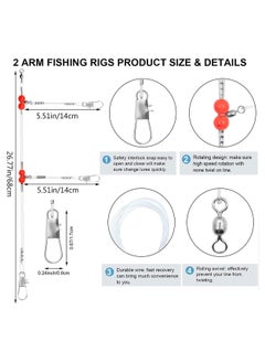 Soofam 12 Pcs Fishing Leaders,Saltwater Tackle Rig with Swivels Snap, High-Strength Fishing Wire Gear Equipment for Lures Bait Or Hooks,2Arm  - Image 2