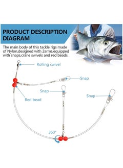 Soofam 12 Pcs Fishing Leaders,Saltwater Tackle Rig with Swivels Snap, High-Strength Fishing Wire Gear Equipment for Lures Bait Or Hooks,2Arm  - Image 3