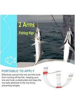Soofam 12 Pcs Fishing Leaders,Saltwater Tackle Rig with Swivels Snap, High-Strength Fishing Wire Gear Equipment for Lures Bait Or Hooks,2Arm  - Image 5