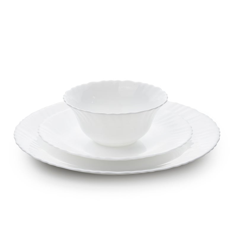 Cuisine Art ORA 18-Piece Opalware Dinner Set, White - 6 Full Plates, 6 Quarter Plates, 6 Soup Bowls - Image 2