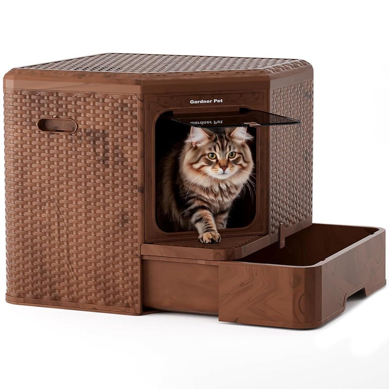 Gardner Pet Gradner Pet Cat Litter Tray, Odour-Resistant Enclosed Cat Litter Box, Covered Litter Tray for S/M/L Cats, with Removable Bottom Compartment Tray for Easy Cleaning,XXL ï¼ˆ19.68â€ x 19.68â€ x 19.68â€ï¼‰ - Image 1