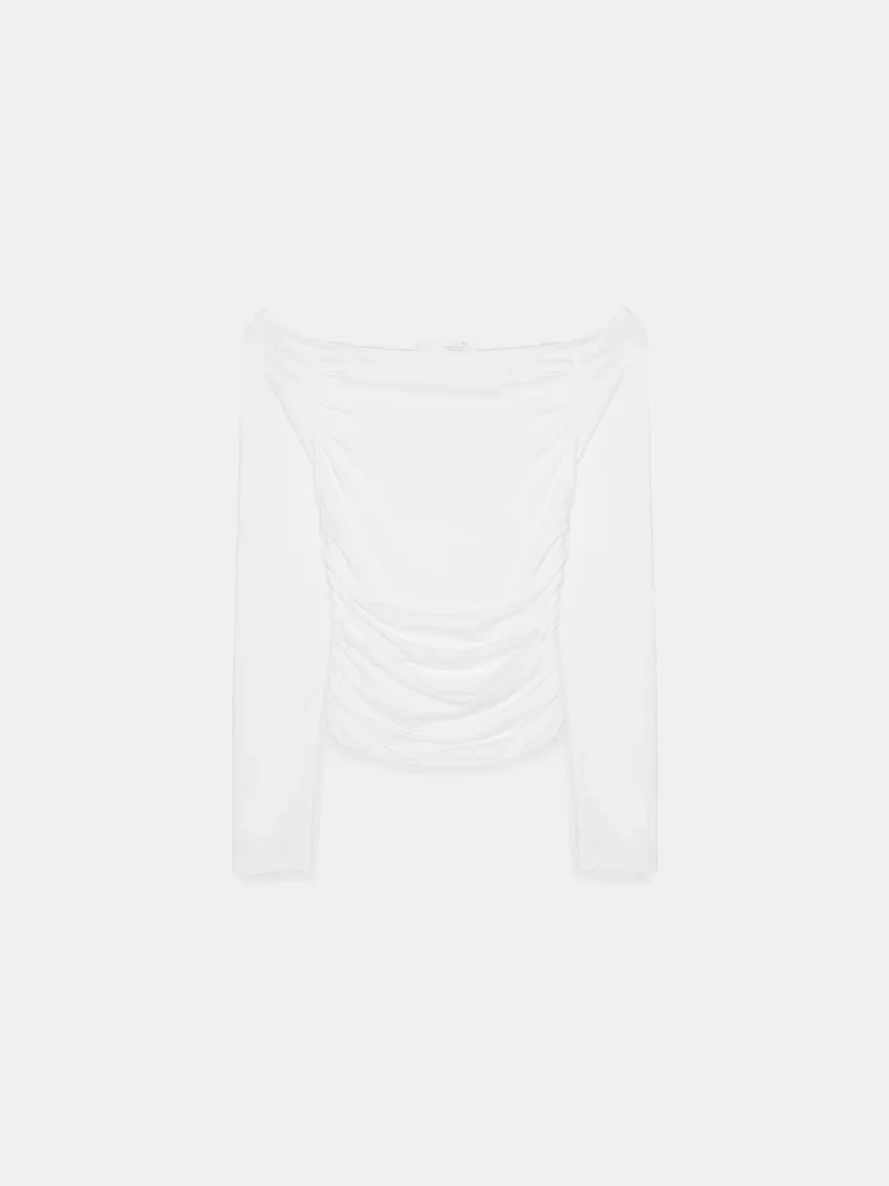 Dilvin White DILVIN Off-Shoulder Slim Fit Knit Blouse for Women | Best Price UAE