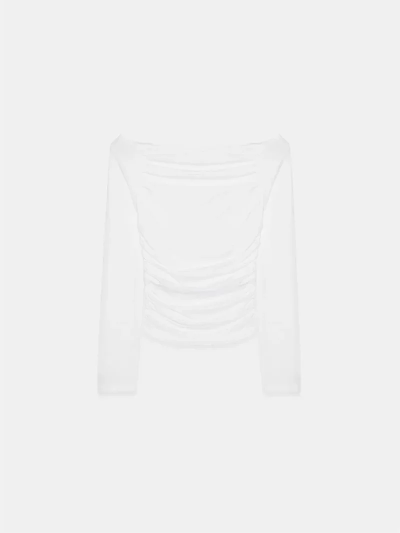 Dilvin White DILVIN Off-Shoulder Slim Fit Knit Blouse for Women | Best Price UAE