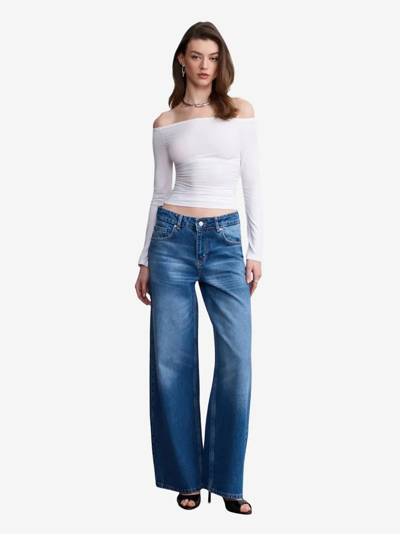 Dilvin DILVIN Off-Shoulder Slim Fit Knit Blouse
