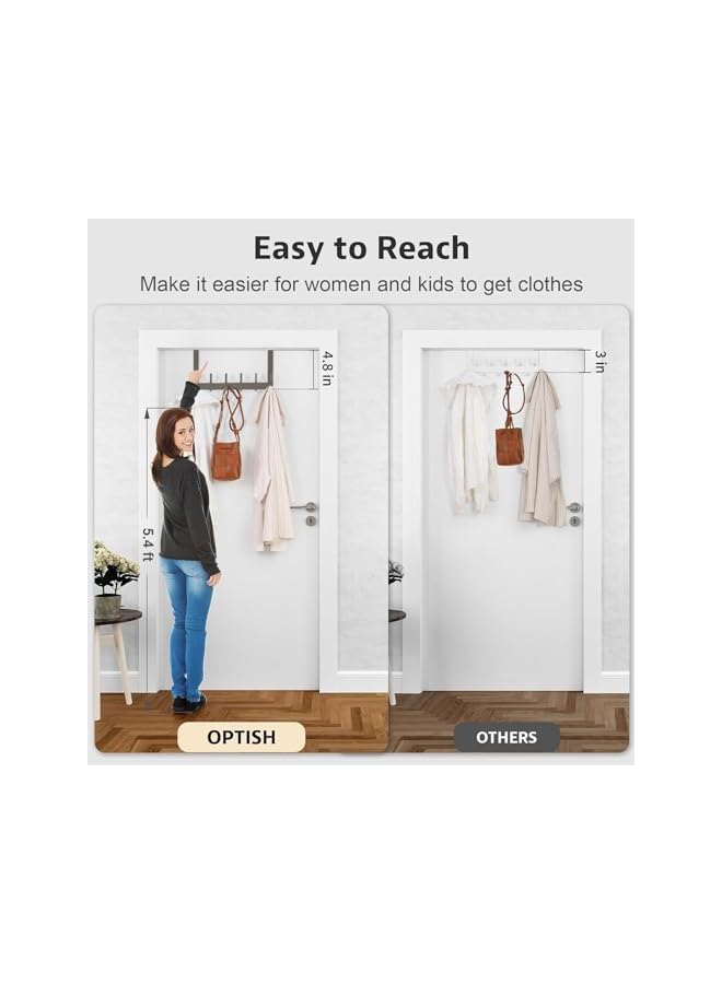 S-TOP Heavy Duty Over The Door Hooks with 6 Hooks - for Hanging Clothes, Towels, Coats, Bathroom, Bedroom, Kitchen - Image 2