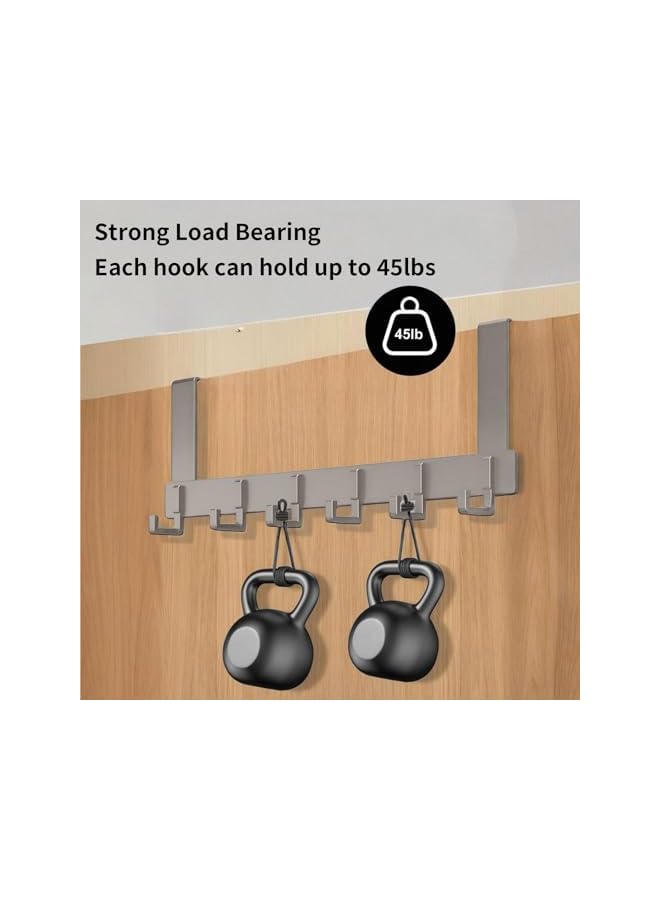 S-TOP Heavy Duty Over The Door Hooks with 6 Hooks - for Hanging Clothes, Towels, Coats, Bathroom, Bedroom, Kitchen - Image 3