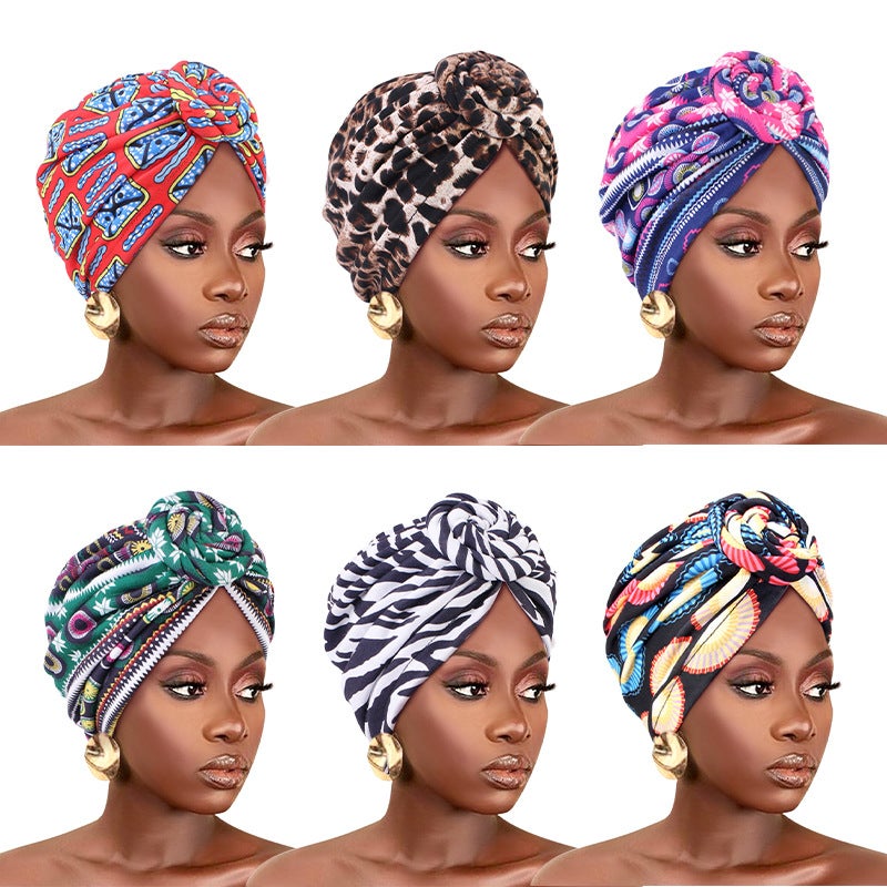African Wind Vortex Knotted Turban Hat Baotou Hat Chemotherapy Hat Hat - Image 2