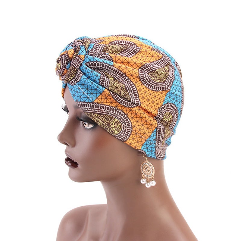 African Wind Vortex Knotted Turban Hat Baotou Hat Chemotherapy Hat Hat - Image 5