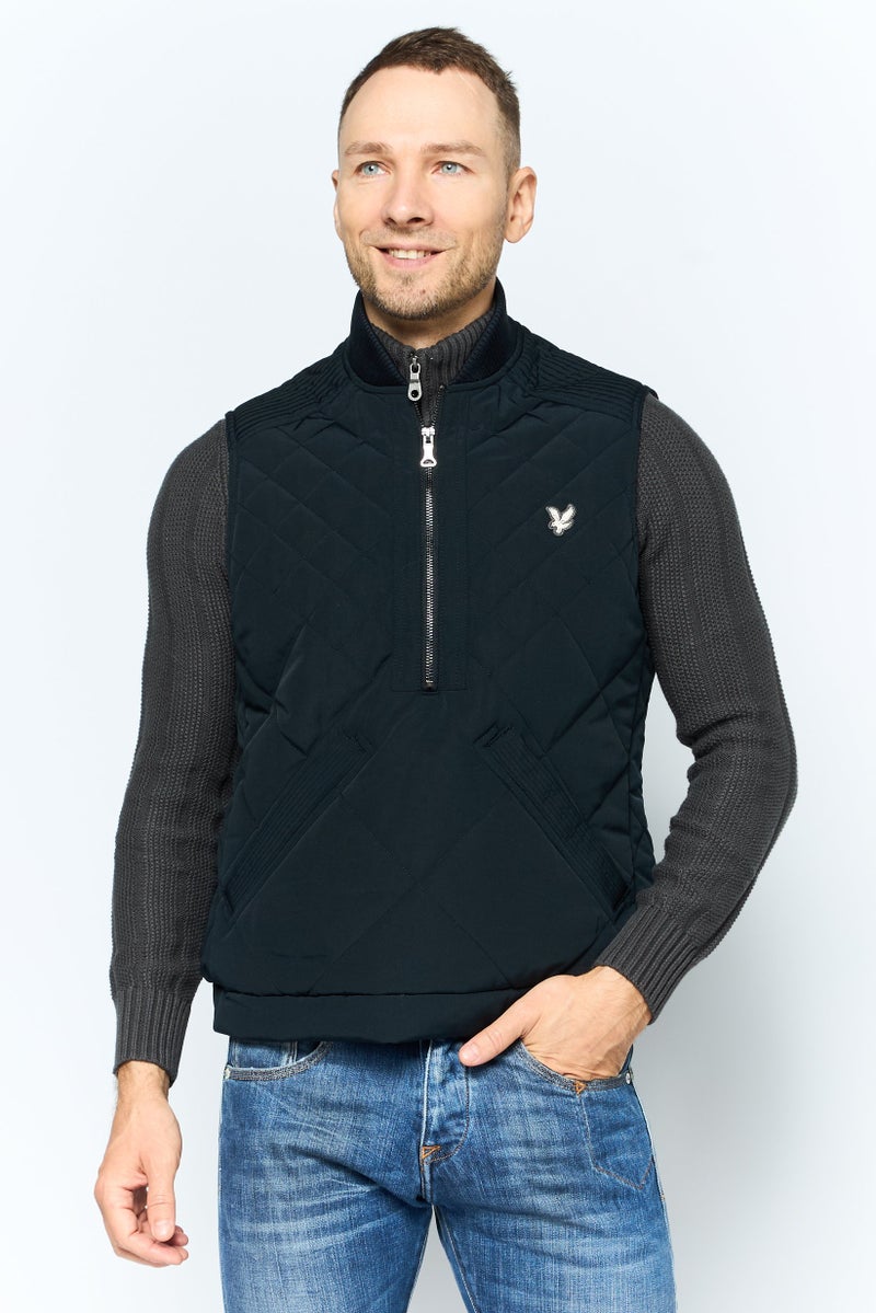 Lyle & Scott Men Quilted Vest Jacket, Black - Image 1