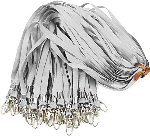 Ollain Gray Lanyards for Name Tag Id Badges Nylon Cruise Lanyard Swivel Hooks Clips 50 Pack - Image 1