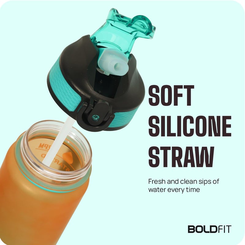 BOLDFIT Water Bottles Sipper Bottle For Adults, Kids,Unbreakable Motivational Water Bottle Time Mark Sipper With Straw & Time For Gym Office School Home Water Bottle for Kids - Image 3