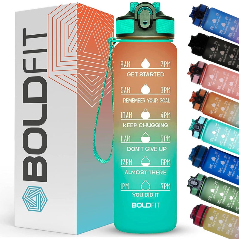 BOLDFIT Water Bottles Sipper Bottle For Adults, Kids,Unbreakable Motivational Water Bottle Time Mark Sipper With Straw & Time For Gym Office School Home Water Bottle for Kids - Image 1