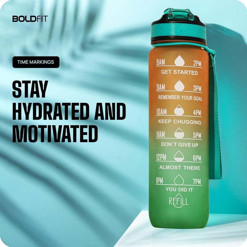 BOLDFIT Water Bottles Sipper Bottle For Adults, Kids,Unbreakable Motivational Water Bottle Time Mark Sipper With Straw & Time For Gym Office School Home Water Bottle for Kids - Image 2