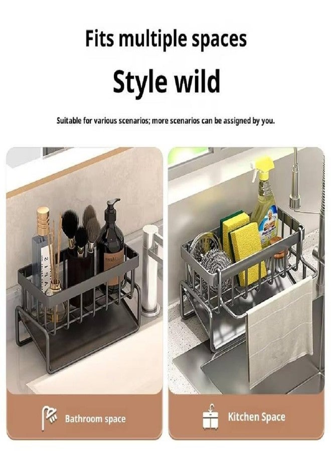 Daesyn Deal Kitchen Sink Caddy Organizer | Stainless Steel Sponge & Dish Soap Holder with Self Draining Tray | Rustproof Sink Storage Rack for Scrubber, Brush & Dishcloth - Image 2