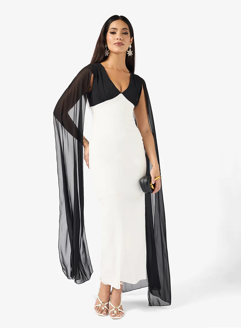 Ella Limited Edition COntrast Toned Dress With Exaggerated Sleeves