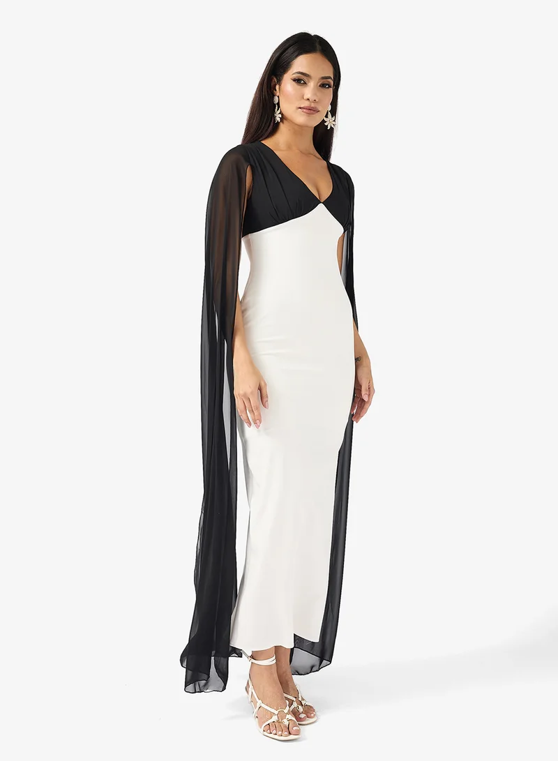 Ella Limited Edition COntrast Toned Dress With Exaggerated Sleeves