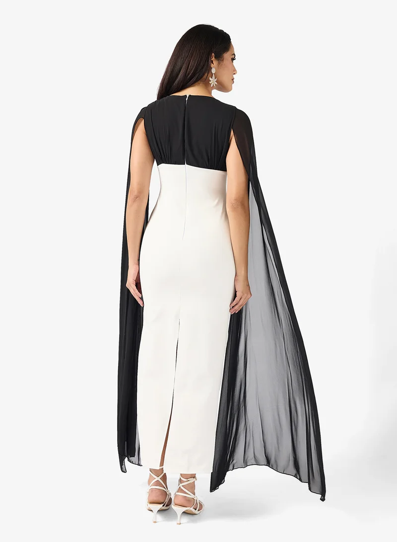 Ella Limited Edition COntrast Toned Dress With Exaggerated Sleeves