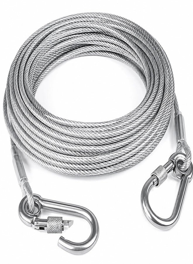 9UP® 1Pc Heavy Duty Stainless Steel Cable for Dogs & Clothes Drying Rope, 5 Meter Strong Wire Leash Line with Hooks, Rust Proof Multipurpose Indoor Outdoor Use - Image 1