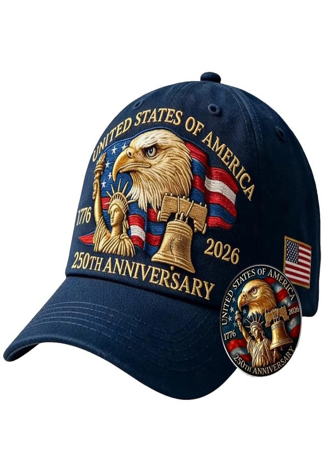 Jofanvin 250th Anniversary of the USA Commemorative Hat, 1776-2026 America's Birthday Celebration Baseball Cap, Vintage Patriot Gift for Veterans, Adjustable Embroidered Independence Day Headwear - Image 1